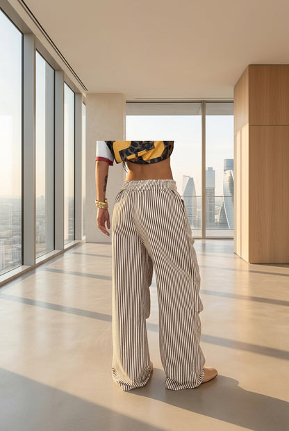 Pantalon cargo kaki taille haute à cordon pour femme – vue 5