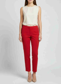 Pantalon slim femme rouge à jambes fuselées longueur cheville