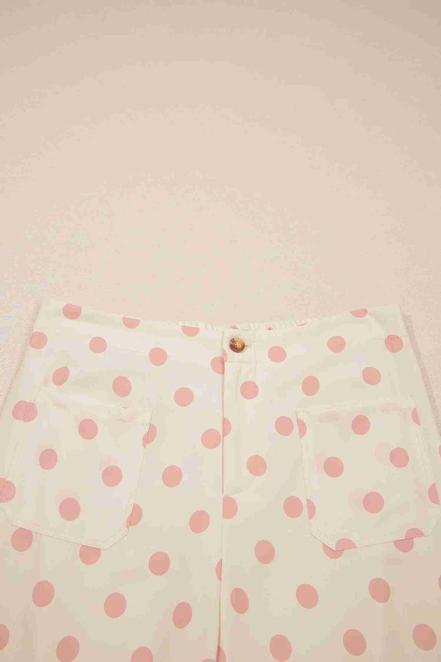Pantalon Droit Imprimé Pois Blanc Taille Mi-Haute Poches Femme by Shewin