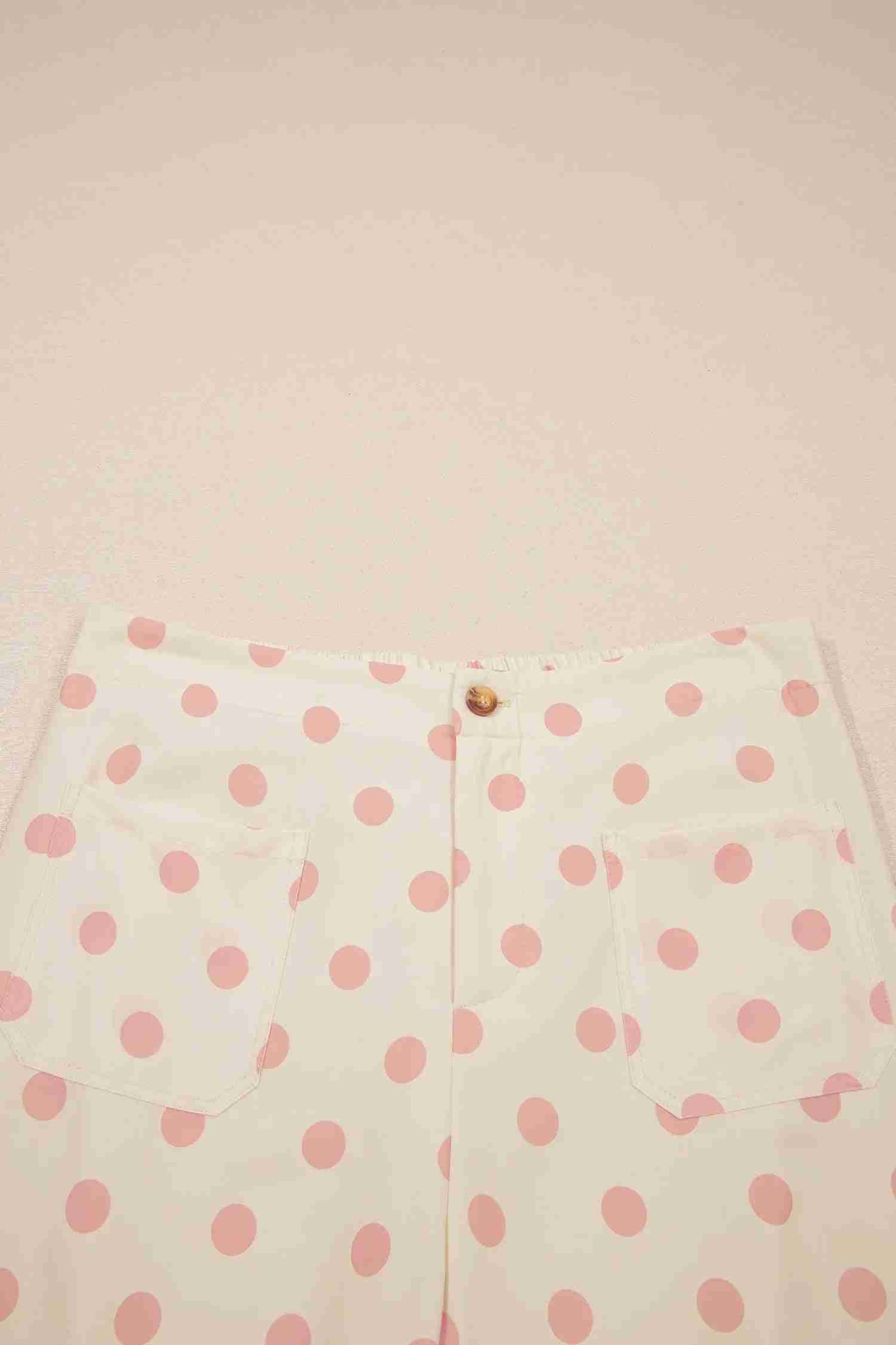 Pantalon Droit Imprimé Pois Blanc Taille Mi-Haute Poches Femme by Shewin