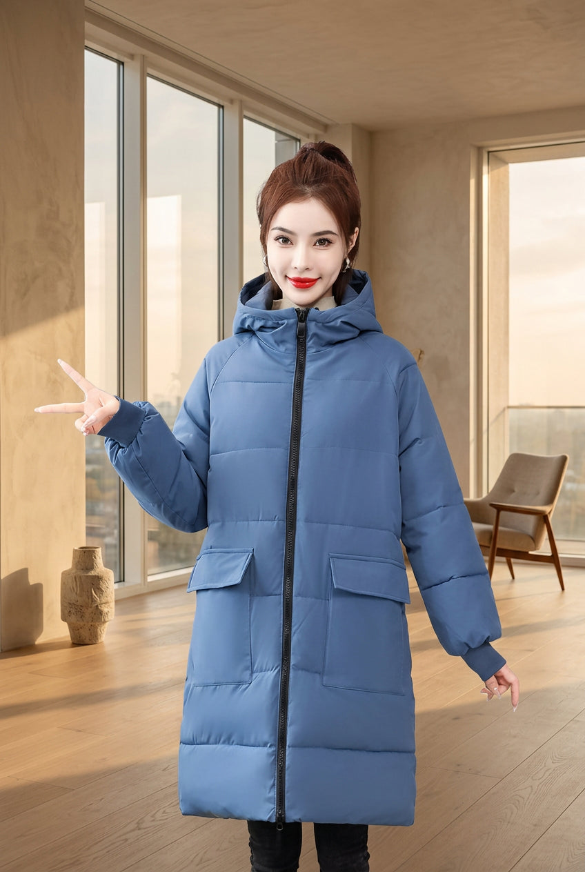 Parka grande taille longue à capuche rembourrée en coton pour femme – vue 5