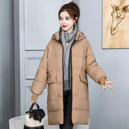 Parka grande taille longue à capuche rembourrée en coton pour femme – vue 7