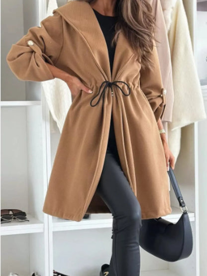 Parka longue à capuche et taille à cordon pour femme – vue 2