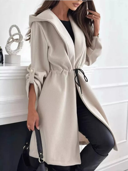 Parka longue à capuche et taille à cordon pour femme – vue 3