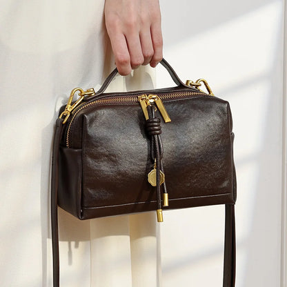 Petit sac carré en cuir de vachette à bandoulière pour femme – vue 1