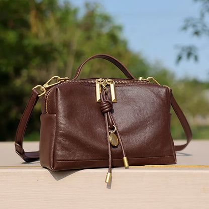 Petit sac carré en cuir de vachette à bandoulière pour femme – vue 3