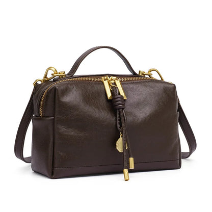 Petit sac carré en cuir de vachette à bandoulière pour femme – vue 7