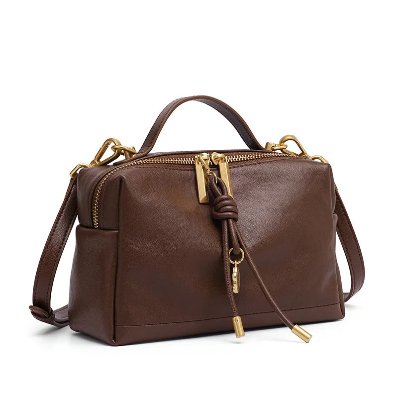 Petit sac carré en cuir de vachette à bandoulière pour femme – vue 8
