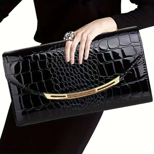 Pochette à chaîne en cuir verni grande capacité pour femme – vue 2