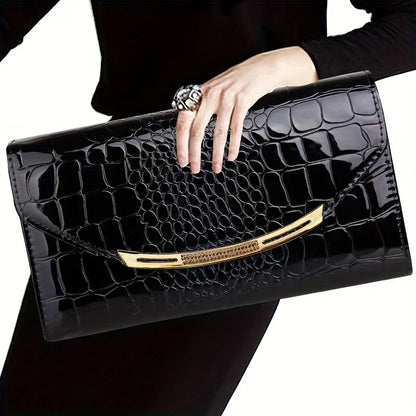 Pochette à chaîne en cuir verni grande capacité pour femme – vue 2
