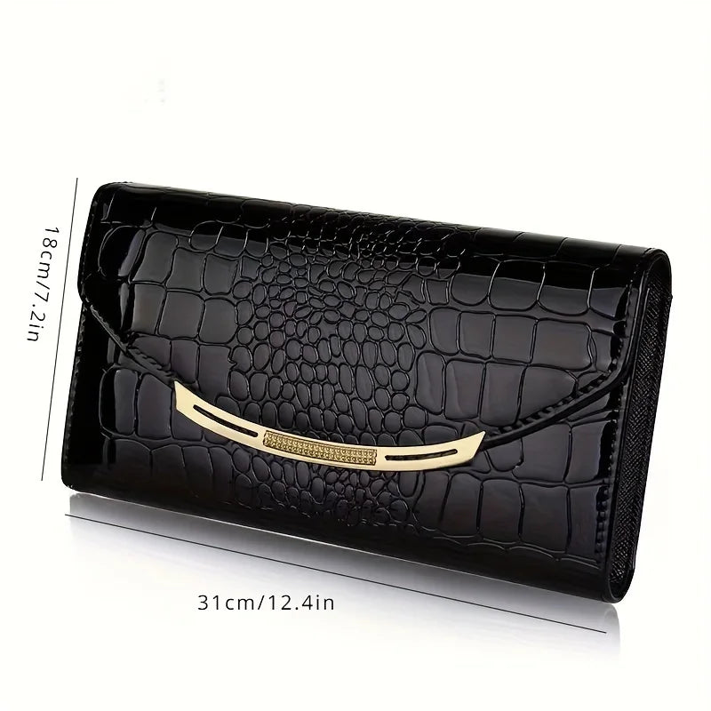 Pochette à chaîne en cuir verni grande capacité pour femme – vue 3