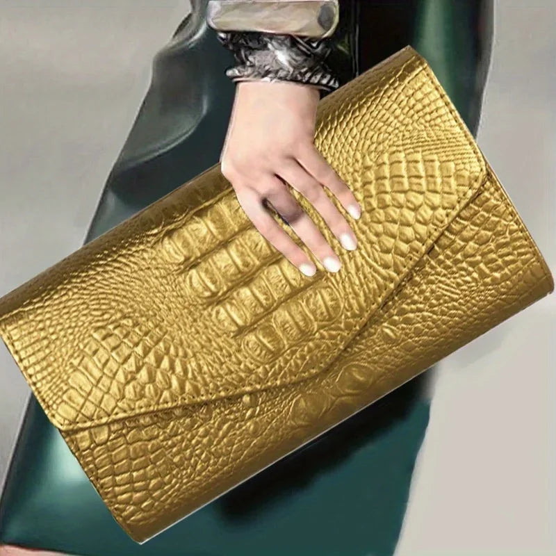 Pochette élégante imprimé crocodile à bandoulière pour femme – vue 3