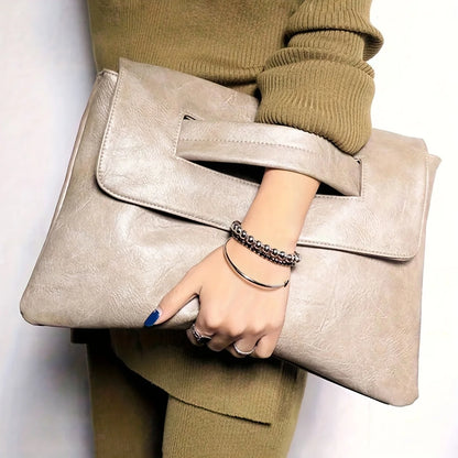 Pochette de soirée enveloppe vintage en faux cuir pour femme – vue 3