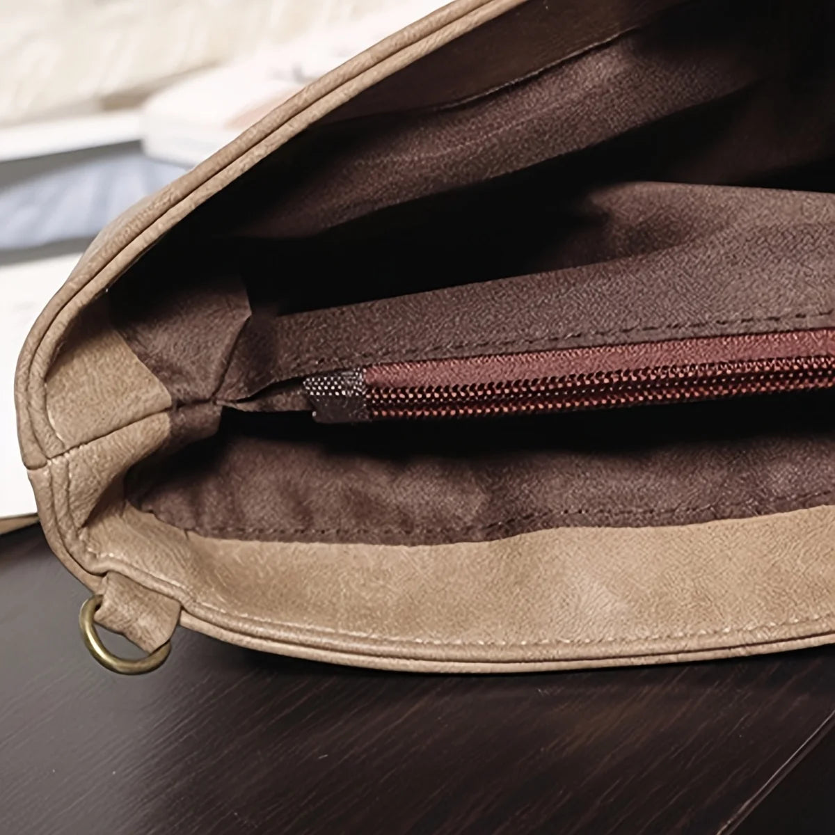 Pochette de soirée enveloppe vintage en faux cuir pour femme – vue 5