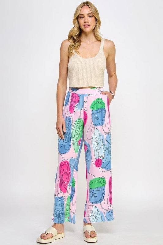Printed Wide Leg Pant With Elastic Back - Premium  - Shop now at Oléna-Fashion