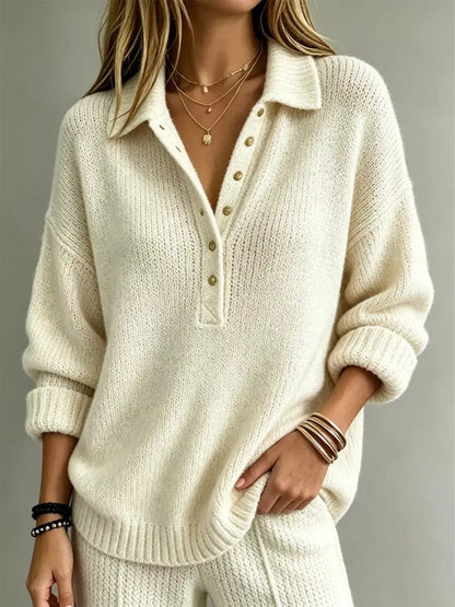 Pull femme grande taille à épaules tombantes et boutons – vue 1