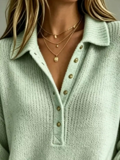 Pull femme grande taille à épaules tombantes et boutons – vue 12