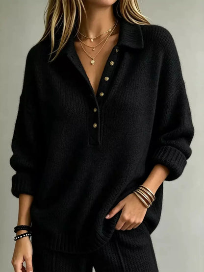 Pull femme grande taille à épaules tombantes et boutons – vue 4