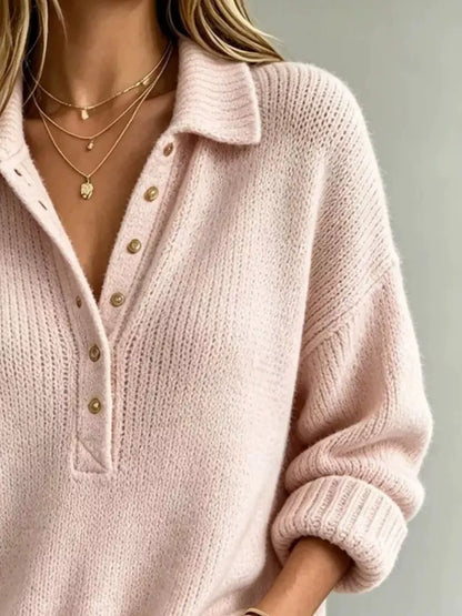 Pull femme grande taille à épaules tombantes et boutons – vue 6