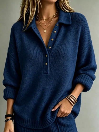 Pull femme grande taille à épaules tombantes et boutons – vue 9