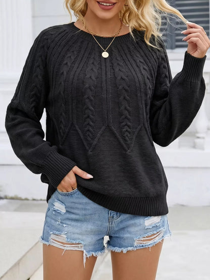 Pull torsadé à col rond et manches longues pour femme – vue 12