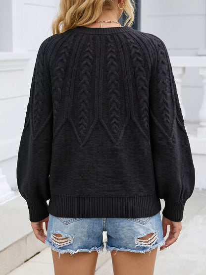 Pull torsadé à col rond et manches longues pour femme – vue 15