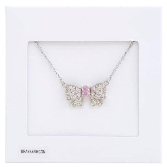 Rhinestone Bow Metal Necklace - Premium  - Shop now at Oléna-Fashion