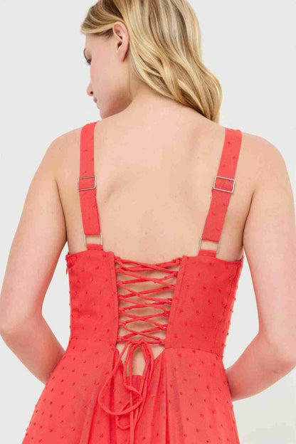 Robe Bustier Baleiné Bretelles Spaghetti Nœud Dos Jupe A-Line Femme – 5 Coloris by CCWHOLESALECLOTHING