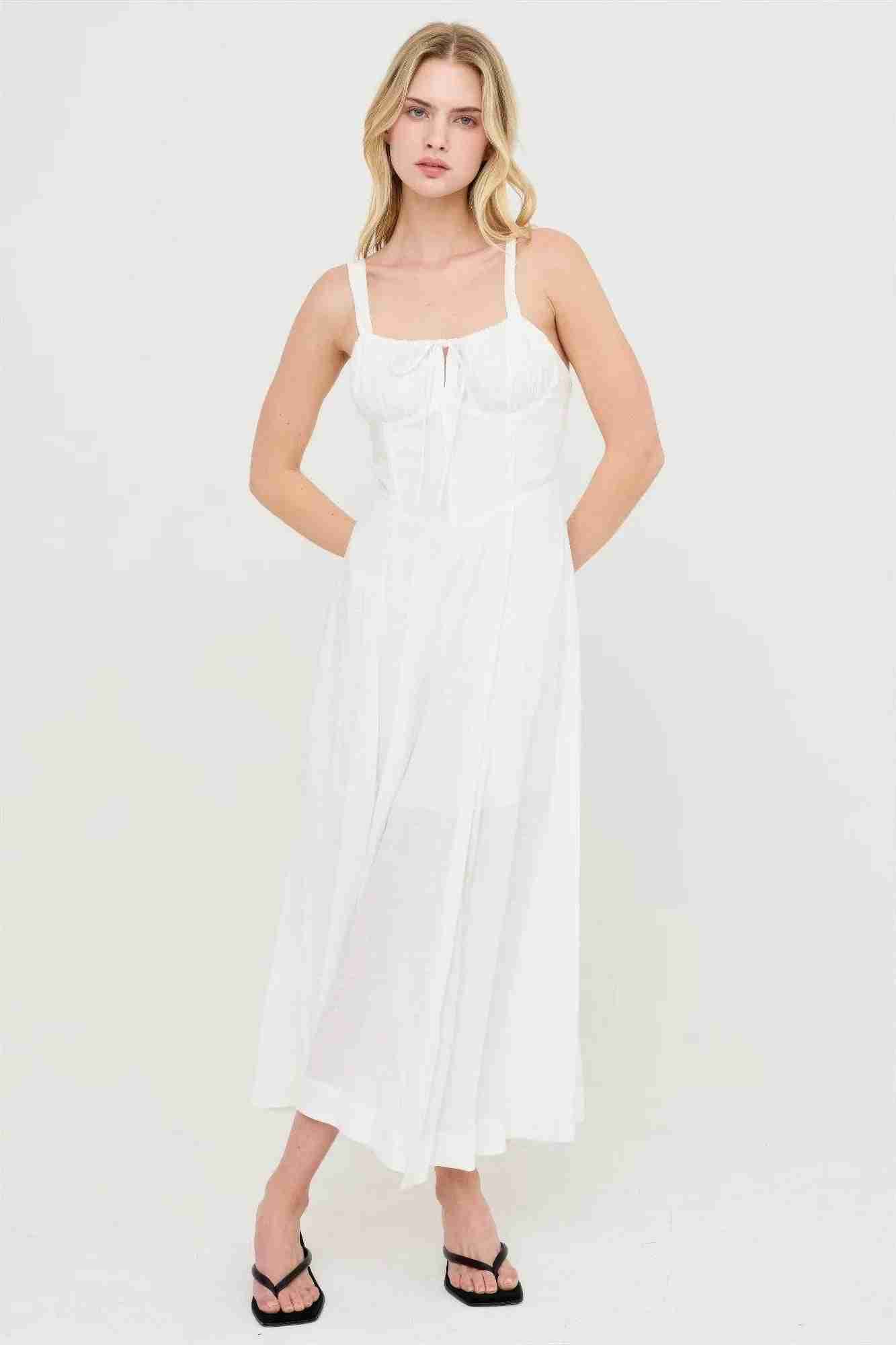 Robe Bustier Baleiné Bretelles Spaghetti Nœud Dos Jupe A-Line Femme – 5 Coloris by CCWHOLESALECLOTHING