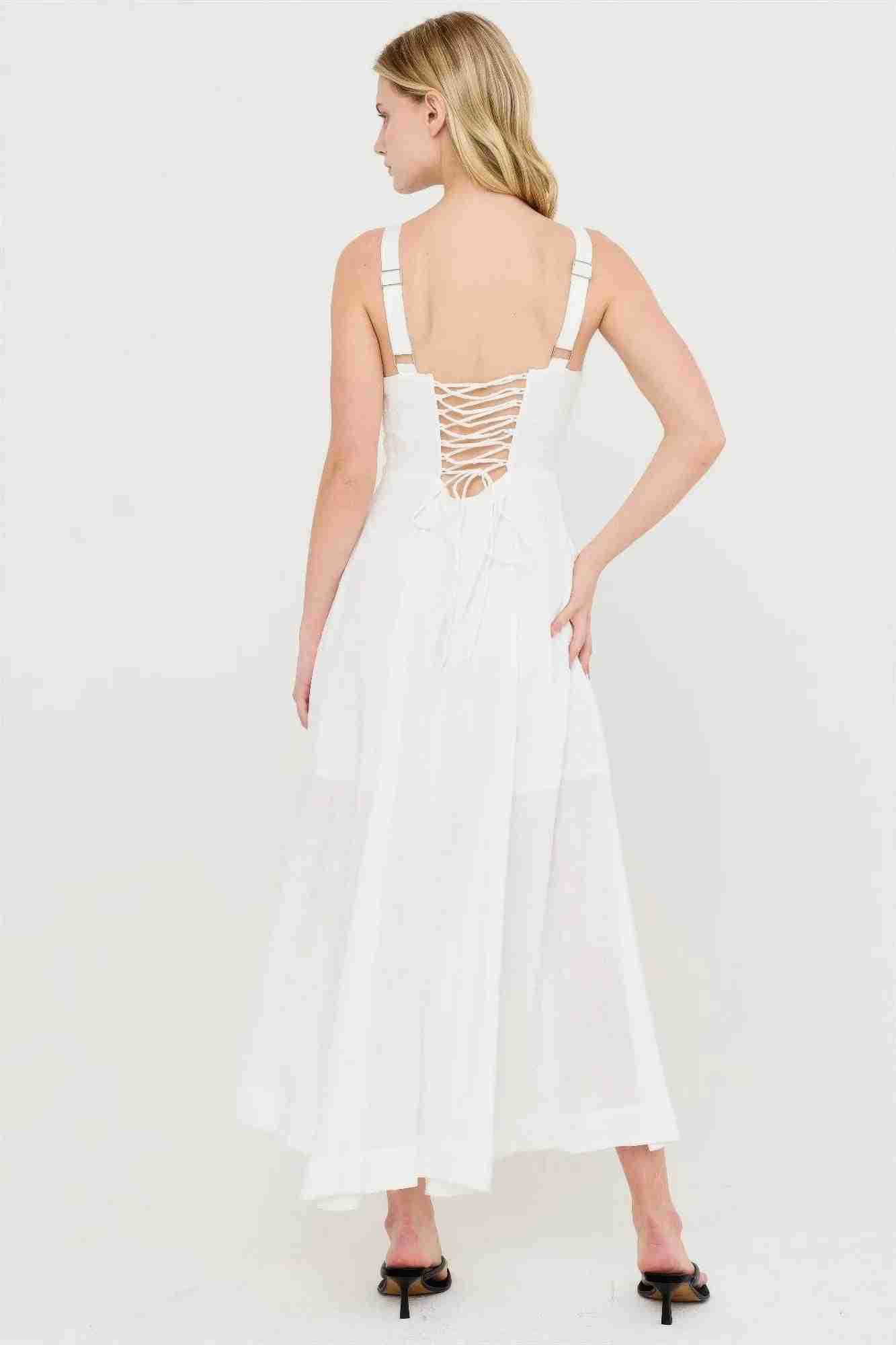Robe Bustier Baleiné Bretelles Spaghetti Nœud Dos Jupe A-Line Femme – 5 Coloris by CCWHOLESALECLOTHING