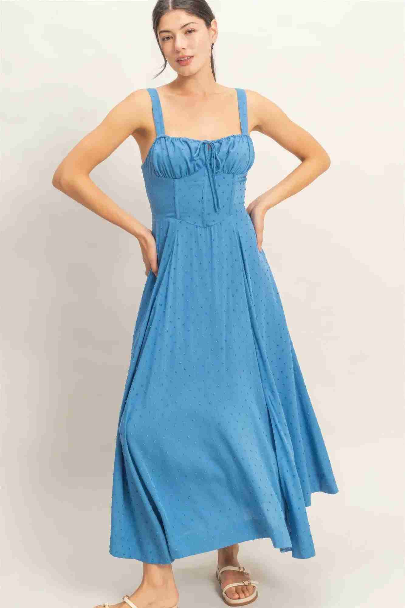 Robe Bustier Baleiné Bretelles Spaghetti Nœud Dos Jupe A-Line Femme – 5 Coloris by CCWHOLESALECLOTHING