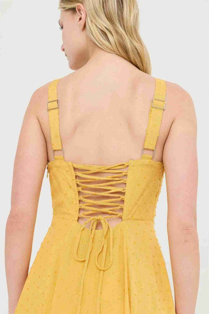 Robe Bustier Baleiné Bretelles Spaghetti Nœud Dos Jupe A-Line Femme – 5 Coloris by CCWHOLESALECLOTHING