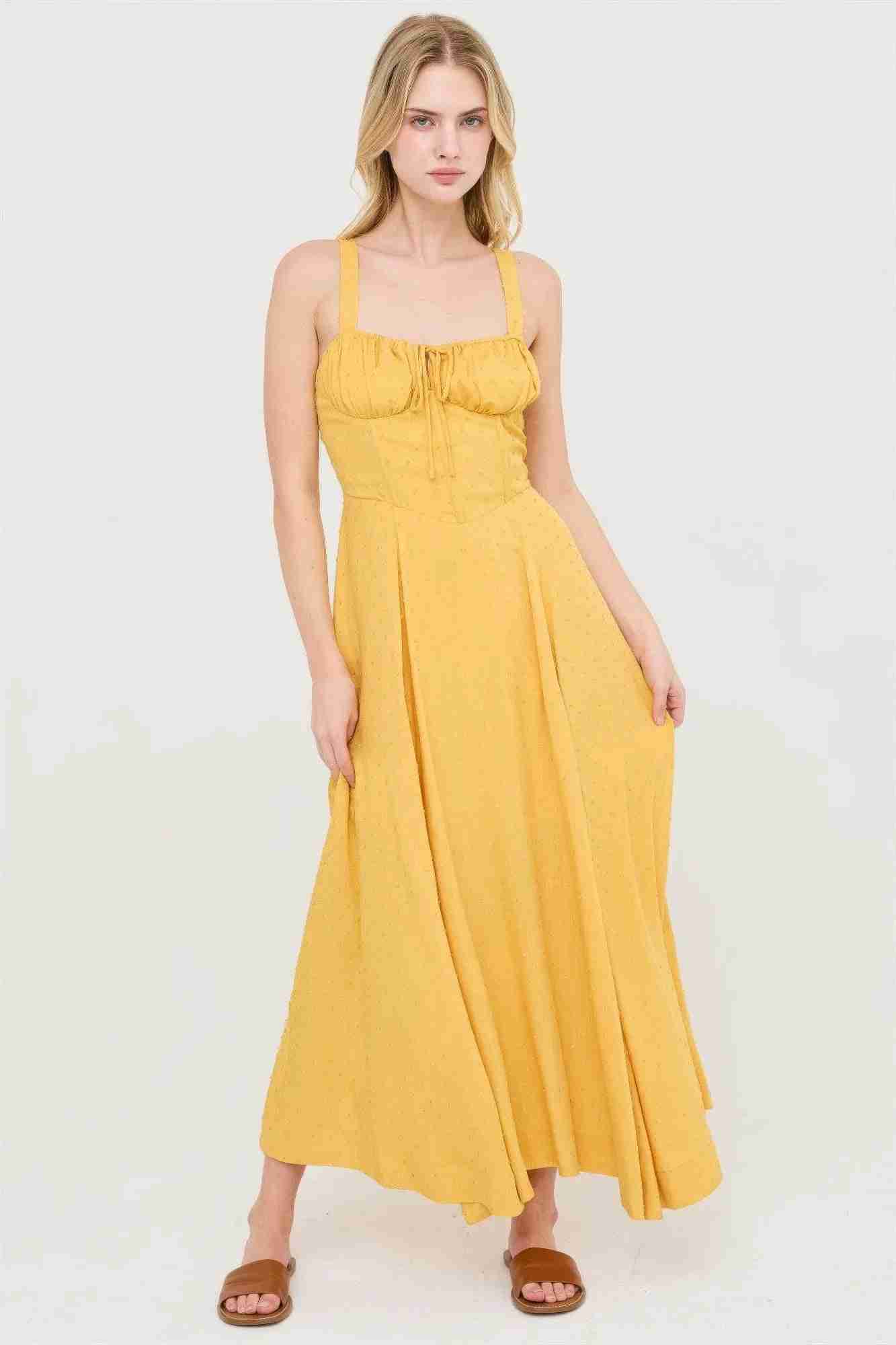 Robe Bustier Baleiné Bretelles Spaghetti Nœud Dos Jupe A-Line Femme – 5 Coloris by CCWHOLESALECLOTHING