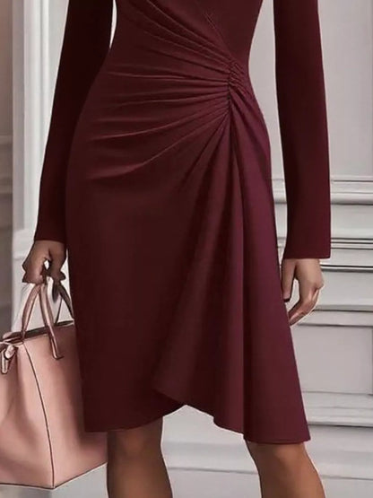 Robe cache-cœur drapée à manches longues – vue 12
