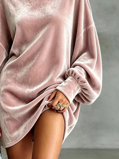 Robe courte en velours à col montant pour femme – vue 6