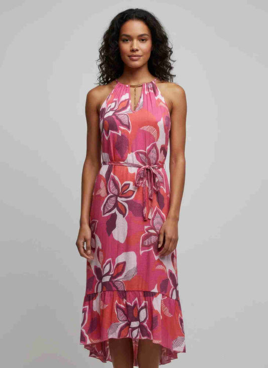 Robe Florale Col Chemisier Manches Bouffantes Boutonnage Femme – Rose Oléna-Fashion
