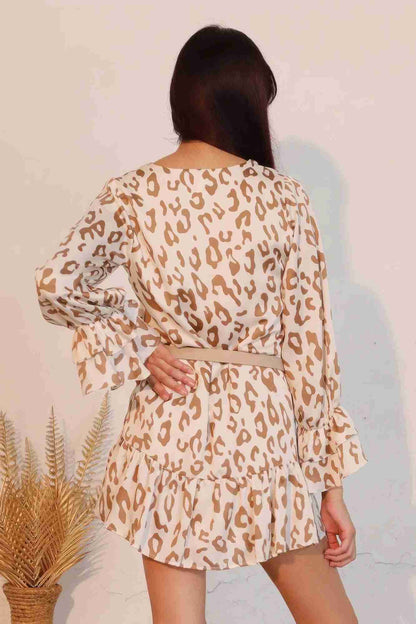 Robe Léopard Manches Longues Poignets Volantés by CCWHOLESALECLOTHING