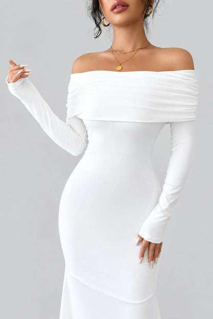 Robe longue moulante à épaules dénudées pour femme – vue 4