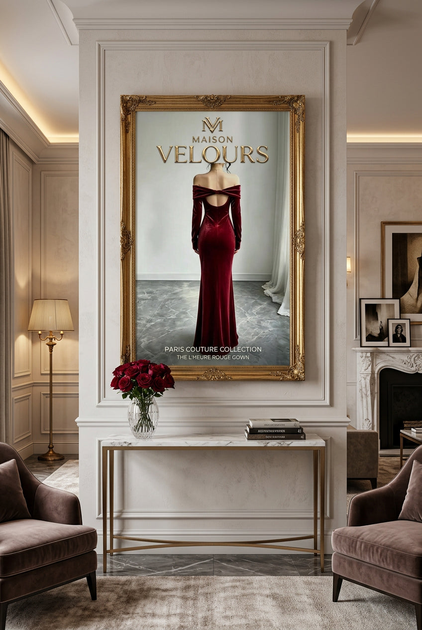 Robe longue sirène en velours à épaules dénudées pour femme – vue 8