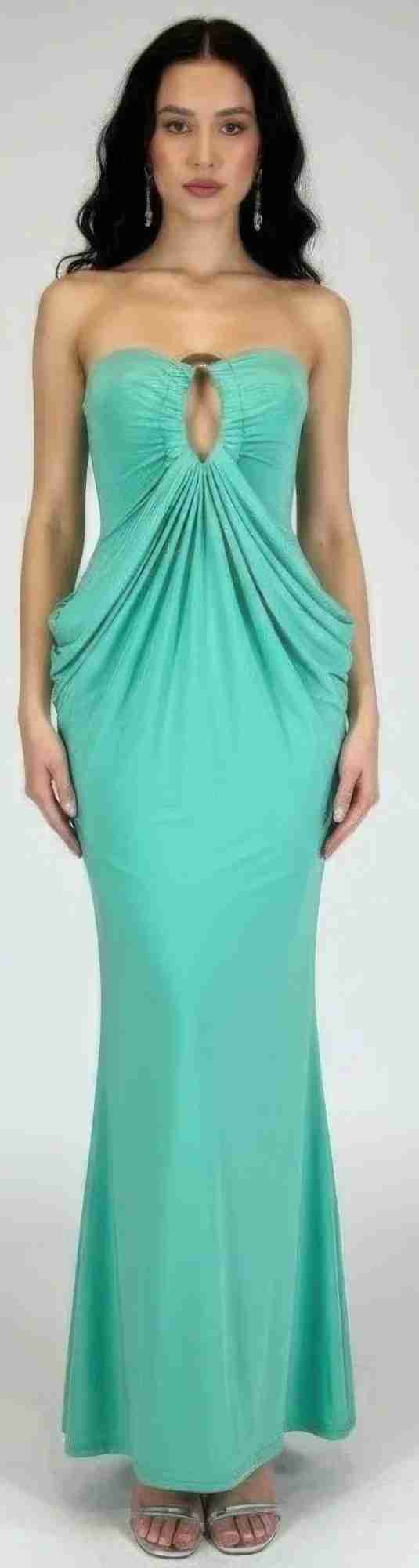 Robe Maxi Glamour Construction Moderne – Éclat Jade by CODIGO