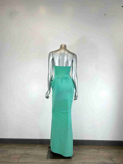 Robe Maxi Glamour Construction Moderne – Éclat Jade by CODIGO