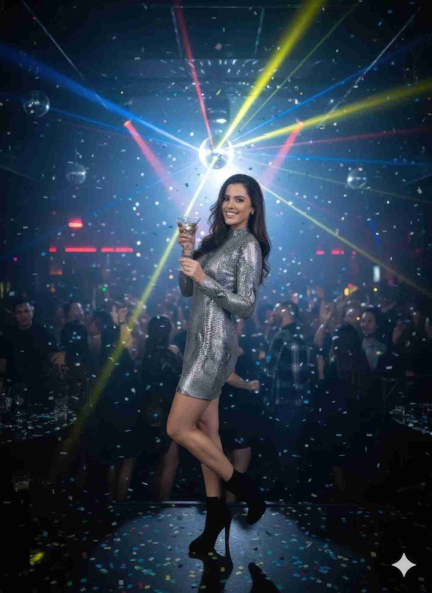 Robe Mini Bodycon Manches Longues Finition PU Serpent Argenté Femme Oléna-Fashion