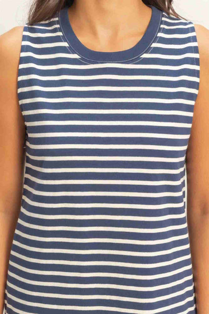 Robe Mini Sans Manches À Rayures Femme – Bleu, Rose & Marine by CCWHOLESALECLOTHING