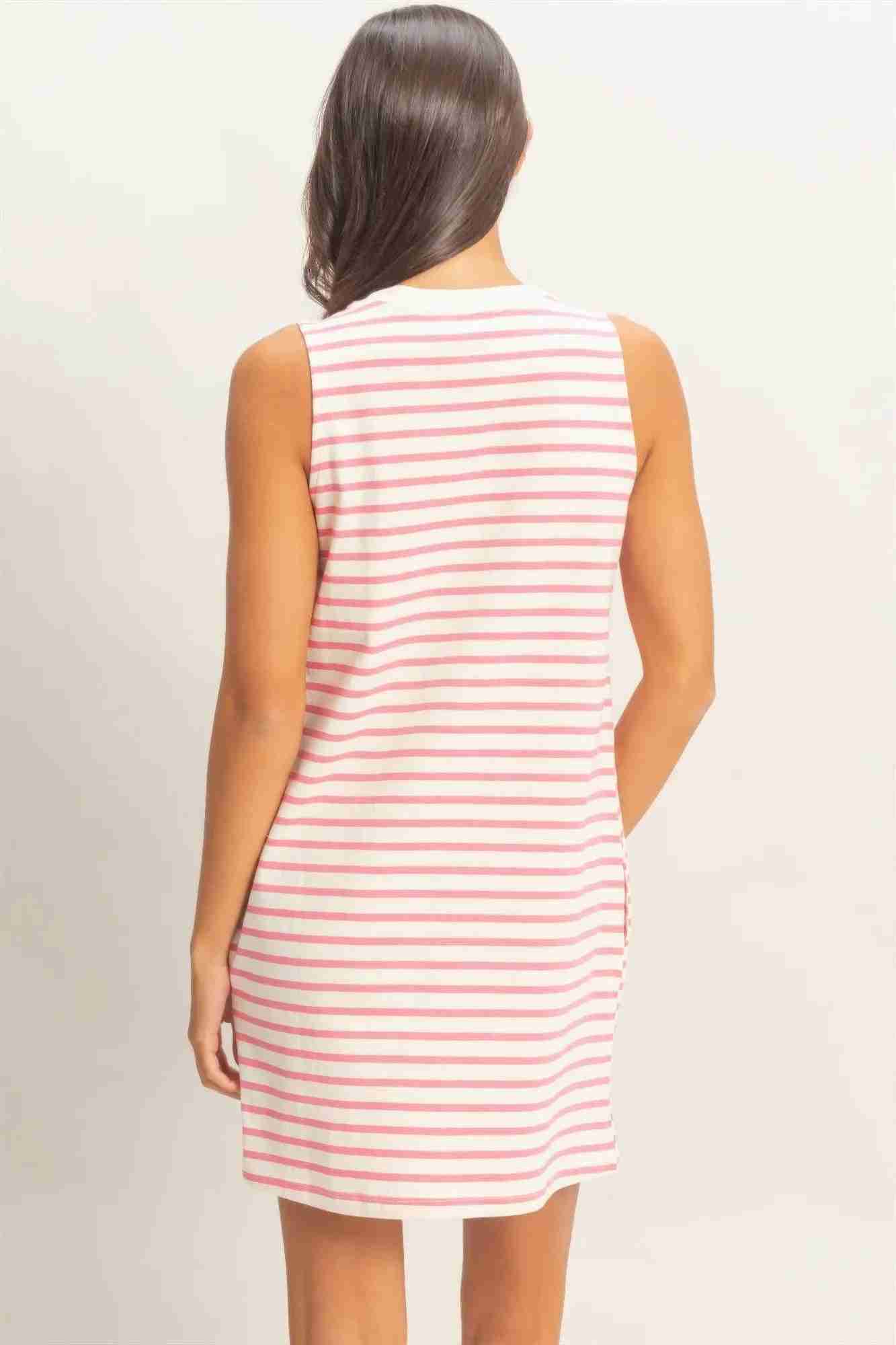 Robe Mini Sans Manches À Rayures Femme – Bleu, Rose & Marine by CCWHOLESALECLOTHING