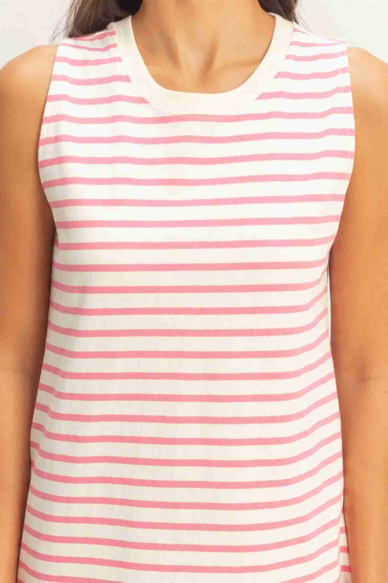 Robe Mini Sans Manches À Rayures Femme – Bleu, Rose & Marine by CCWHOLESALECLOTHING
