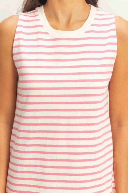 Robe Mini Sans Manches À Rayures Femme – Bleu, Rose & Marine by CCWHOLESALECLOTHING