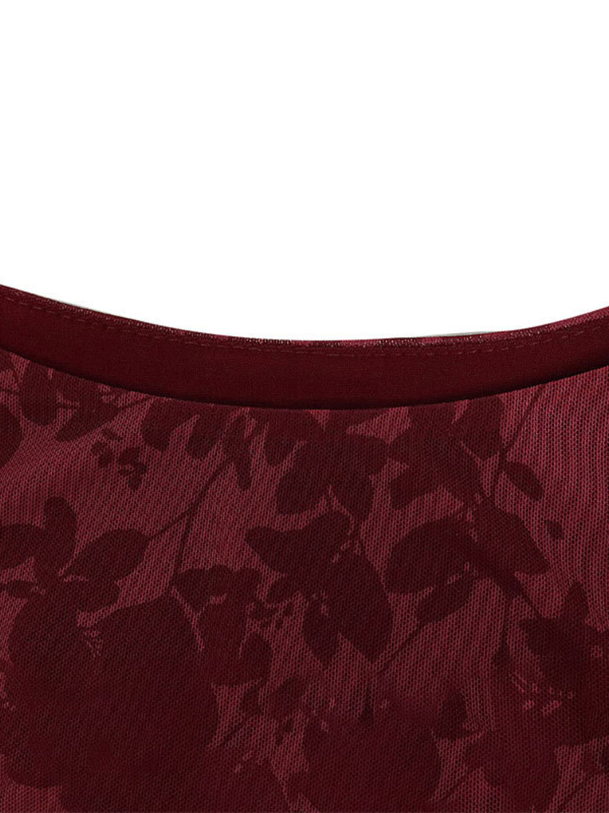 Robe moulante courte bordeaux à manches longues en maille filet pour femme – vue 10