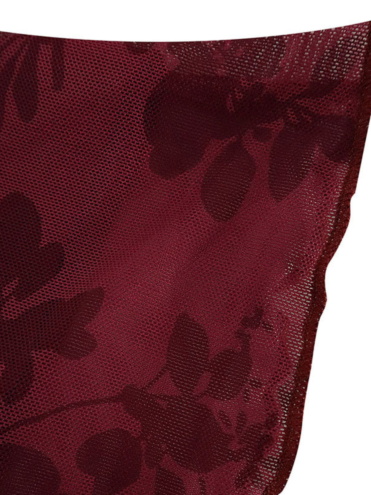 Robe moulante courte bordeaux à manches longues en maille filet pour femme – vue 11