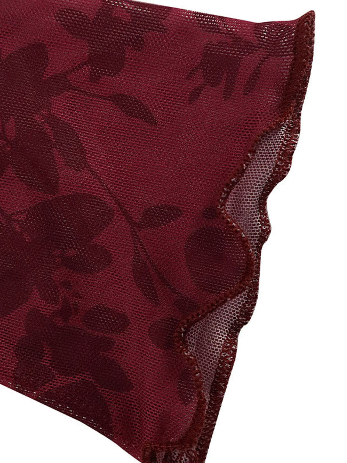 Robe moulante courte bordeaux à manches longues en maille filet pour femme – vue 12