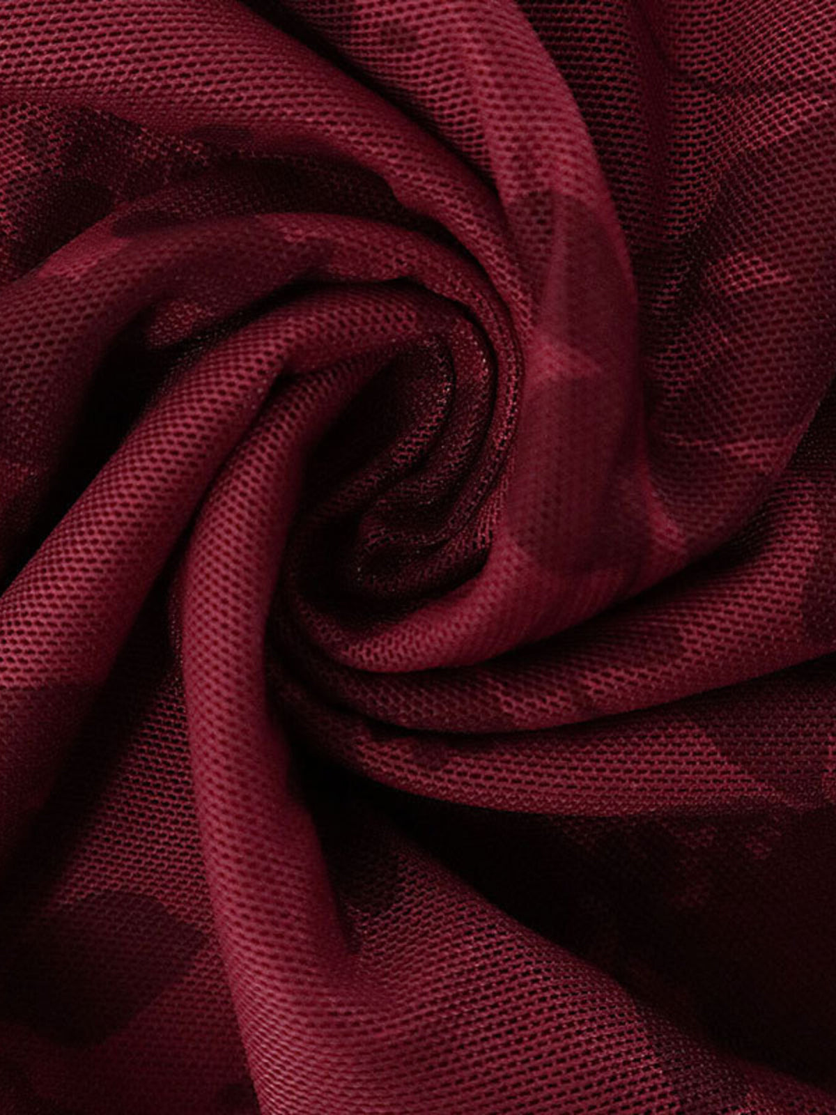 Robe moulante courte bordeaux à manches longues en maille filet pour femme – vue 9